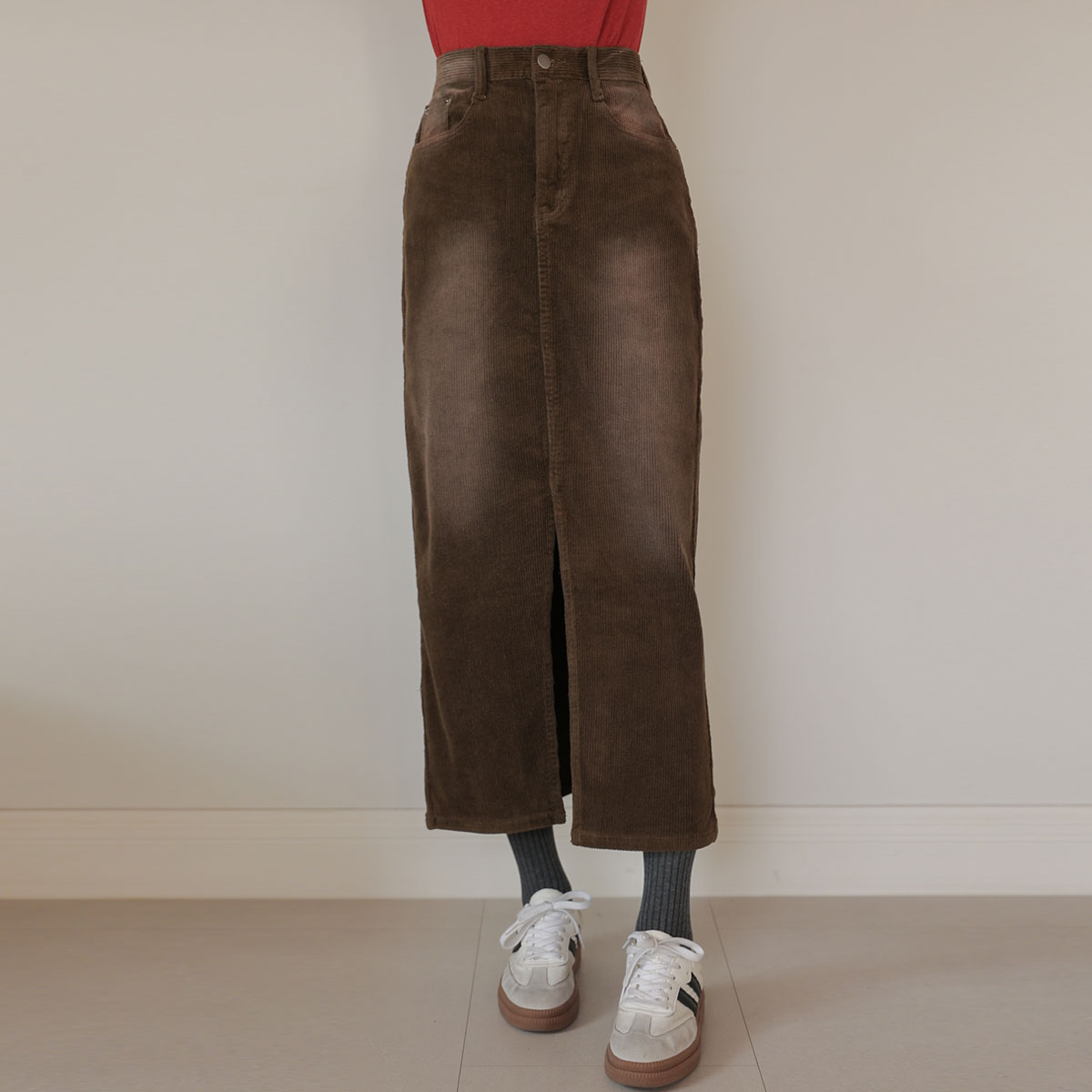 Washing Maxi Corduroy Skirt