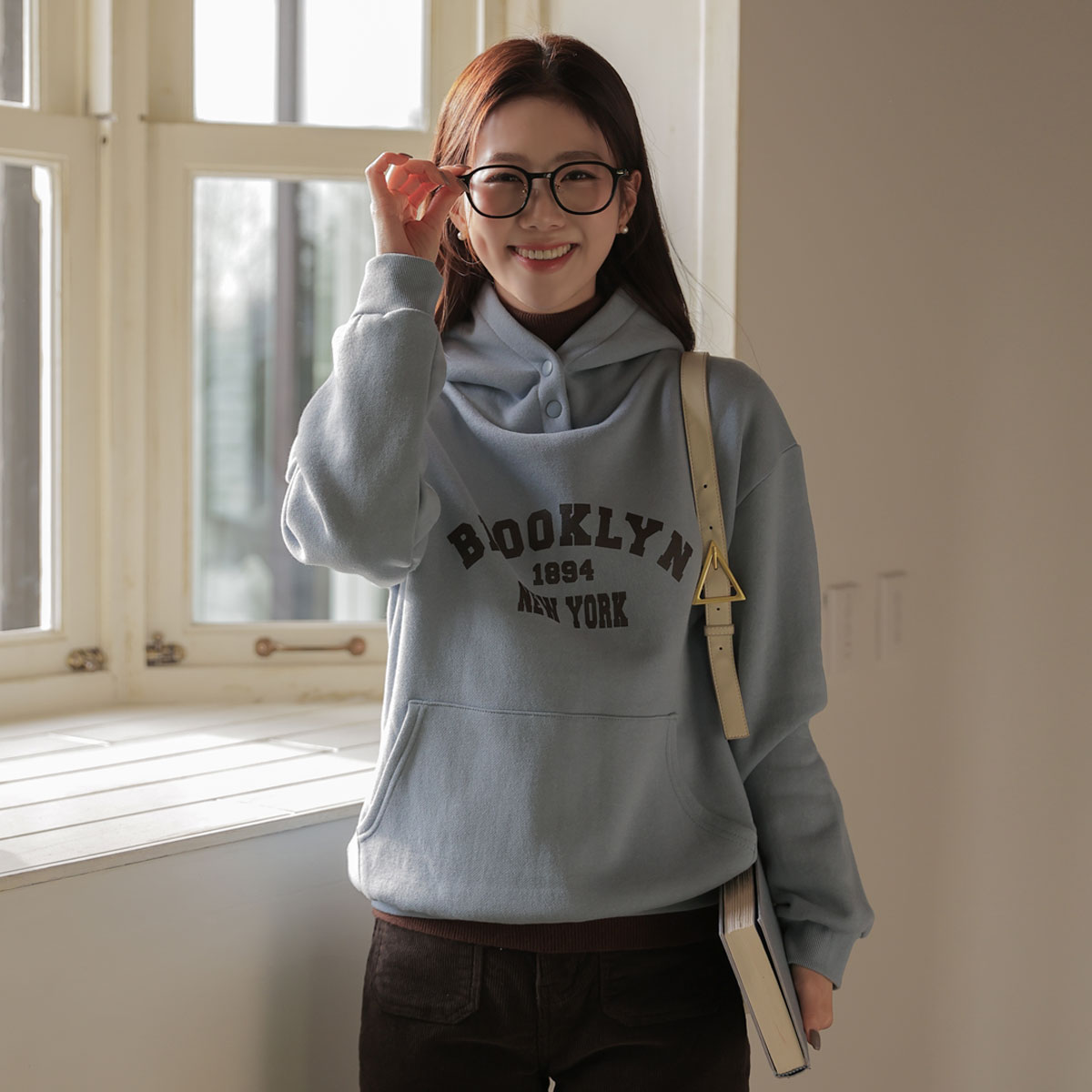 Brooklyn snap button fleece hoodie