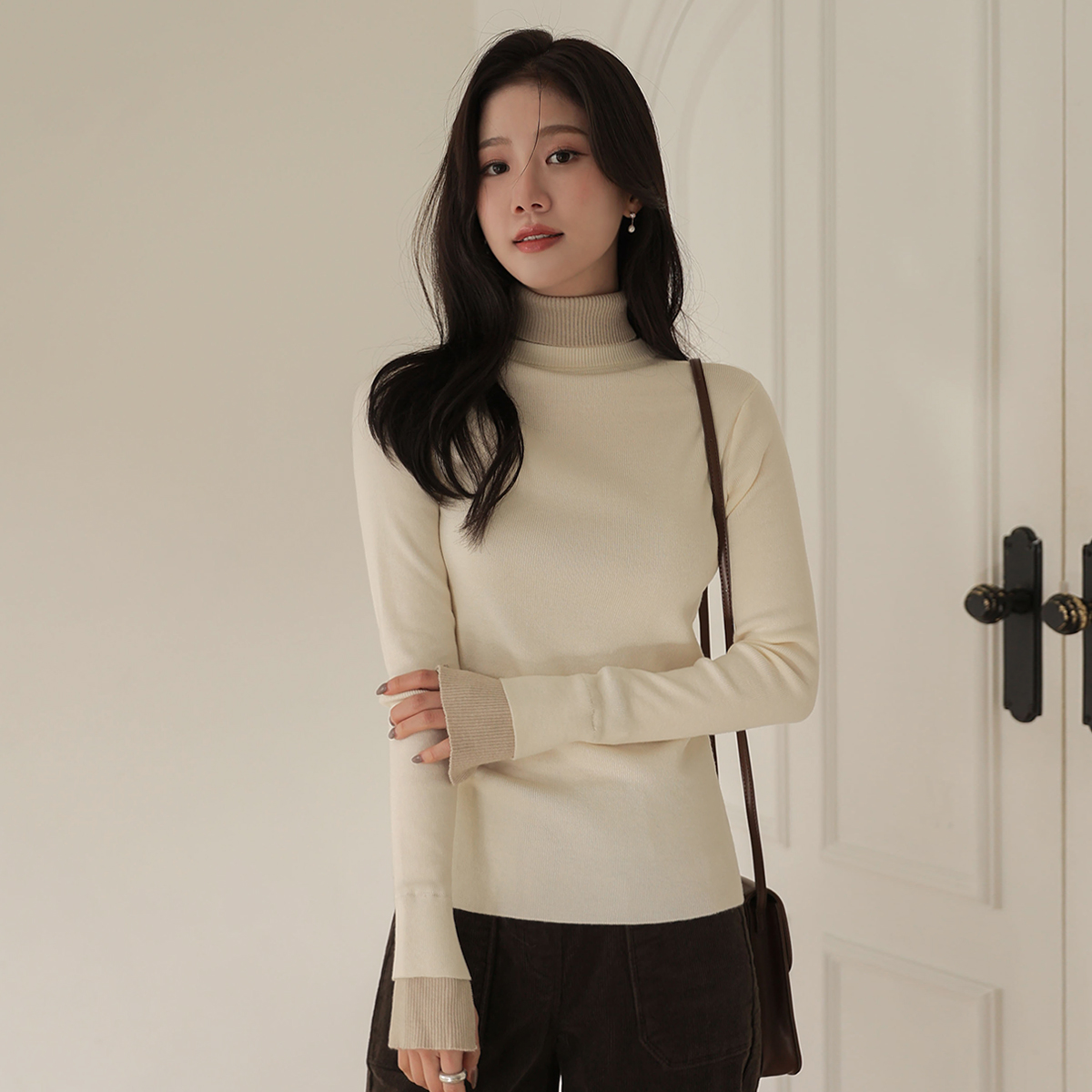 Color blocking Pola knit