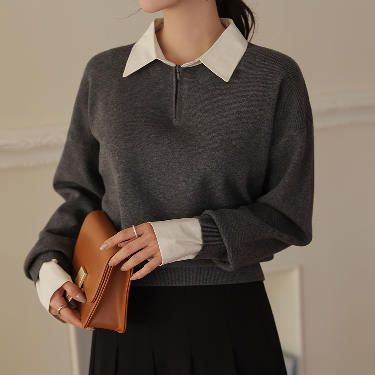 Console Combi Layered Shirt Knit